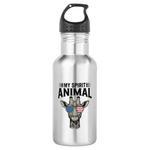 Vintage Giraffe Spirit Animal Patriotic Shirt Desi Stainless Steel Water Bottle