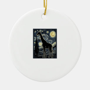 Vintage Giraffe Starry Night Engraving Shirt_1 Ceramic Ornament