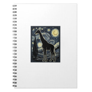 Vintage Giraffe Starry Night Engraving Shirt_1 Notebook