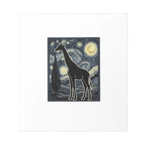 Vintage Giraffe Starry Night Engraving Shirt_1 Notepad