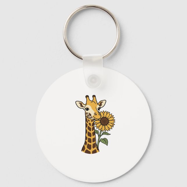 Vintage Giraffe Sunflower Vector Design_1 Keychain (Front)