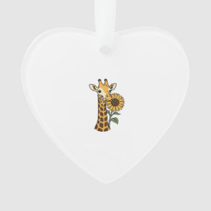 Vintage Giraffe Sunflower Vector Design_1 Ornament