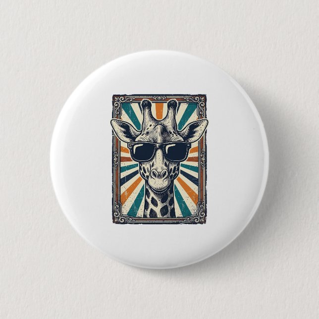 Vintage Giraffe Sunglasses Button (Front)