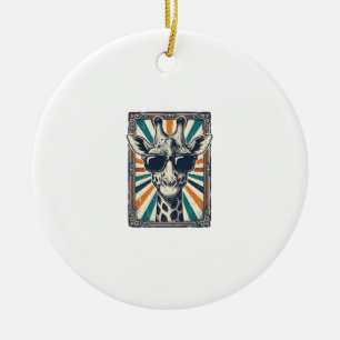 Vintage Giraffe Sunglasses Ceramic Ornament