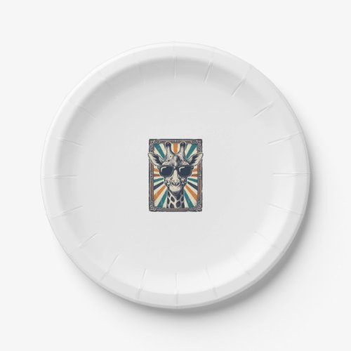 Vintage Giraffe Sunglasses Paper Plates