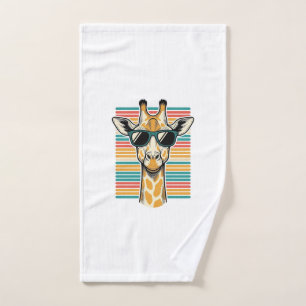 Vintage Giraffe Sunglasses Retro Stripe Vector Des Hand Towel