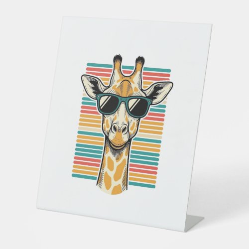 Vintage Giraffe Sunglasses Retro Stripe Vector Des Pedestal Sign