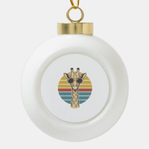 Vintage Giraffe Sunglasses Retro Sunset Vector Des Ceramic Ball Christmas Ornament