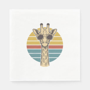 Vintage Giraffe Sunglasses Retro Sunset Vector Des Napkins
