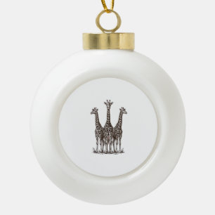 Vintage Giraffe Sunset Engraving Safari Shirt_1 Ceramic Ball Christmas Ornament