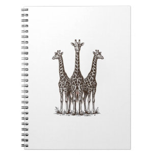 Vintage Giraffe Sunset Engraving Safari Shirt_1 Notebook