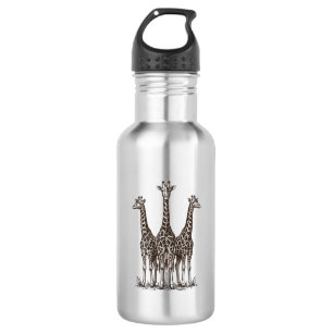 Vintage Giraffe Sunset Engraving Safari Shirt_1 Stainless Steel Water Bottle