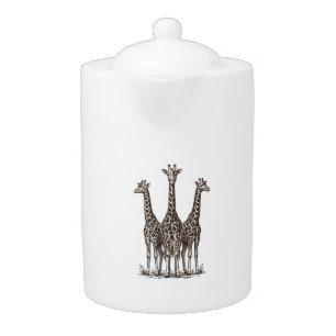 Vintage Giraffe Sunset Engraving Safari Shirt_1 Teapot
