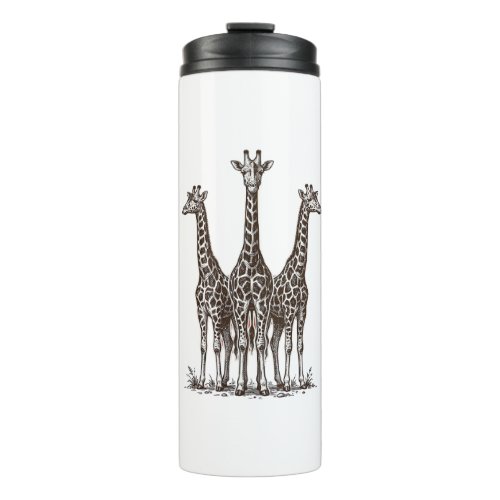 Vintage Giraffe Sunset Engraving Safari Shirt_1 Thermal Tumbler