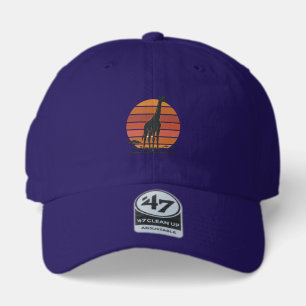 Vintage Giraffe Sunset Safari Vector Shirt Design_ 47 Brand Hat