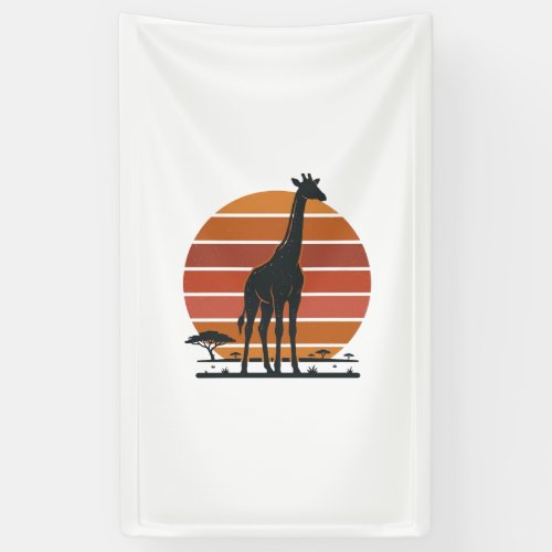 Vintage Giraffe Sunset Safari Vector Shirt Design_ Banner