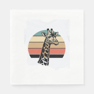 Vintage Giraffe Sunset Safari Vector Shirt Design Napkins