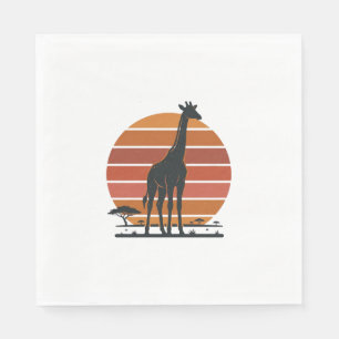 Vintage Giraffe Sunset Safari Vector Shirt Design_ Napkins