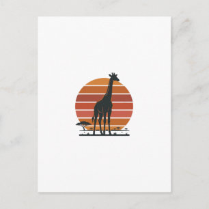 Vintage Giraffe Sunset Safari Vector Shirt Design_ Postcard
