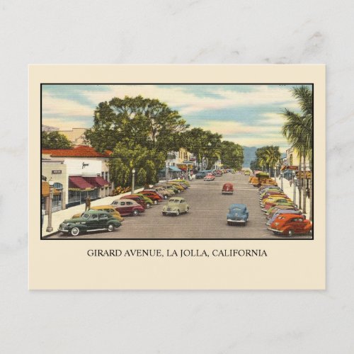 Vintage Girard Avenue La Jolla San Diego Postcard