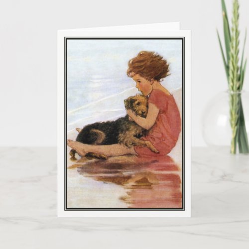 Vintage Girl and Dog by Jessie Willcox Smith Card