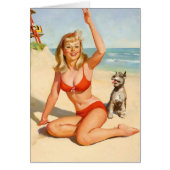 Vintage Girl and Dog on Beach (Front)