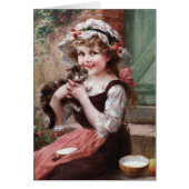Vintage Girl and Her Kitten, (Front)