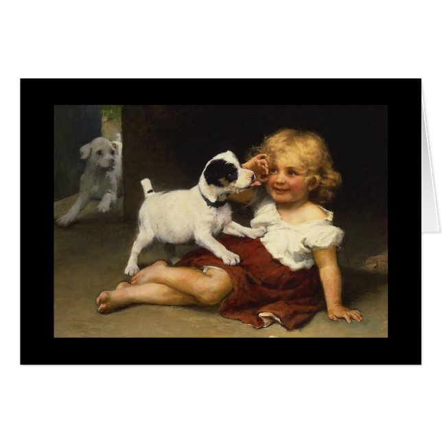 Vintage Girl and Puppy Cards (Front Horizontal)
