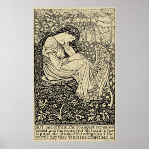 Vintage Girl And Swan by Arthur Joseph Gaskin Poster