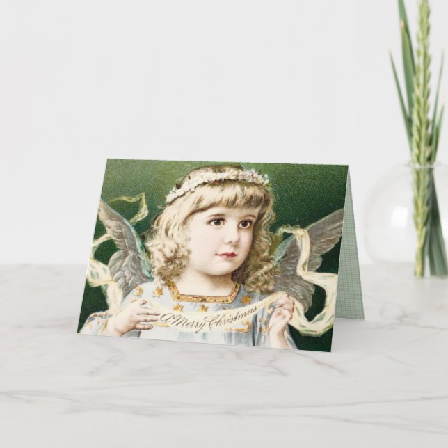 Vintage Girl Angel Holiday Card (Front)