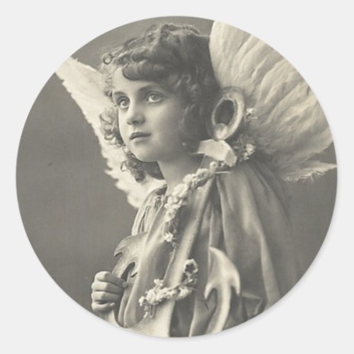 Vintage Girl Angel Symbol of Hope 1900s Anchor Classic Round Sticker