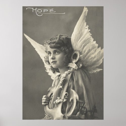 Vintage Girl Angel Symbol of Hope 1900s Anchor Poster