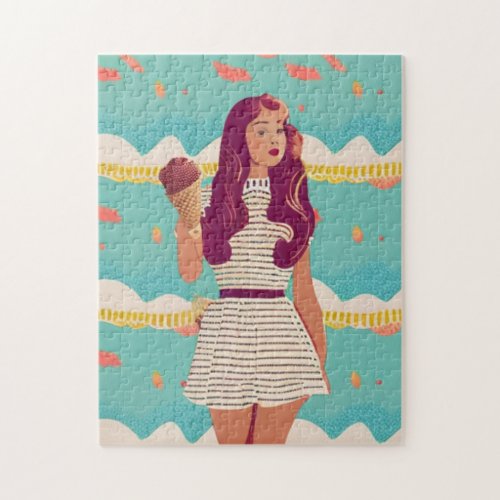 Vintage Girl  Art   Collection Puzzle
