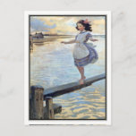 Vintage Girl At Beach By Jessie Willcox Smith Postcard at Zazzle