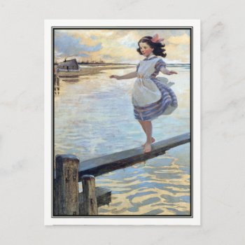 Vintage Girl At Beach By Jessie Willcox Smith Postcard by vintage_illustration at Zazzle