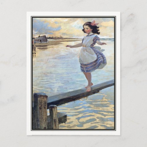 Vintage Girl at Beach by Jessie Willcox Smith Postcard