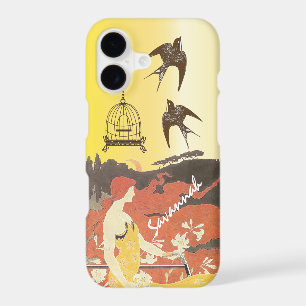 Vintage Girl Birds Birdcage Bike Iphone Case