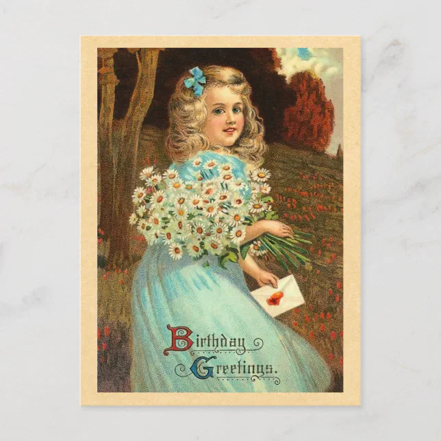 Vintage Girl Birthday Postcard Zazzle