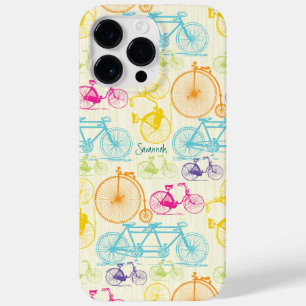 Vintage Girl Bright Colors Bike Pattern Case-Mate iPhone 14 Pro Max Case