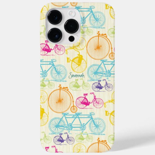 Vintage Girl Bright Colors Bike Pattern Case_Mate iPhone 14 Pro Max Case