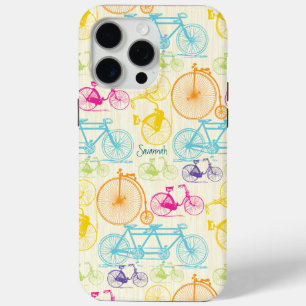 Vintage Girl Bright Colors Bike Pattern Iphone 5 iPhone 15 Pro Max Case