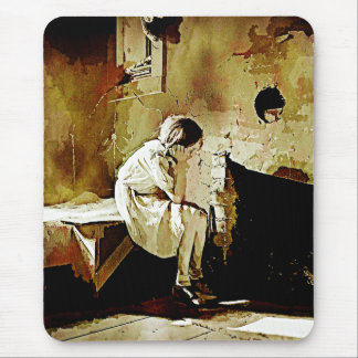 Vintage Girl by Fireplace Mouse Pad