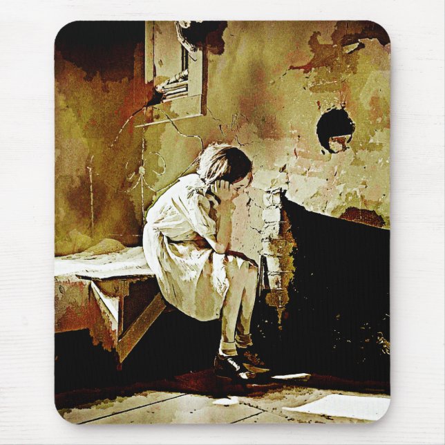 Vintage Girl by Fireplace Mouse Pad (Front)