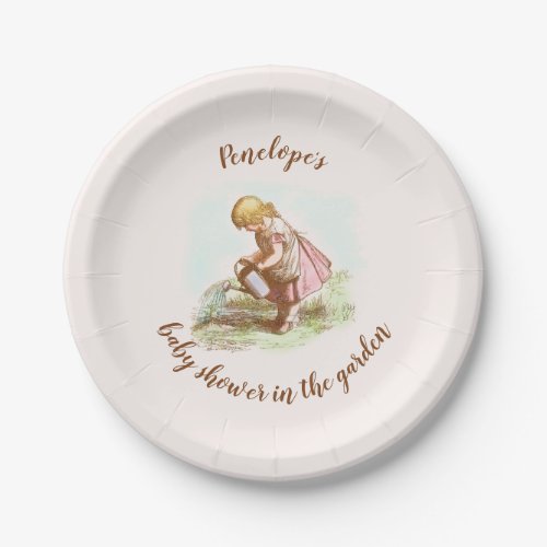 Vintage Girl Child Baby Shower in the Garden  Paper Plates