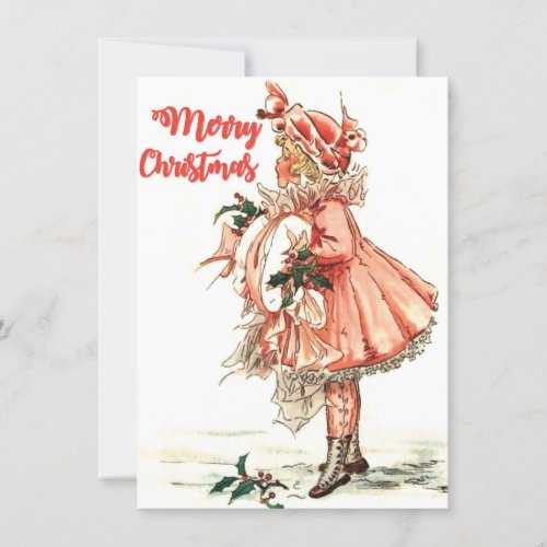 Vintage Girl Christmas Holiday Card