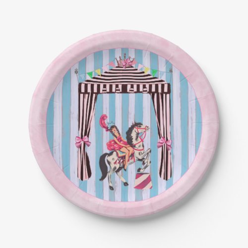 Vintage Girl Circus party plate