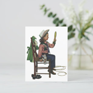 Vintage Girl Cowgirl Looking Mirror She's so Vain