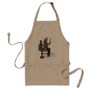 Vintage Girl Cowgirl Looking Mirror She's so Vain Adult Apron