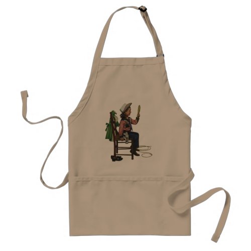 Vintage Girl Cowgirl Looking  Mirror Shes so Vain Adult Apron