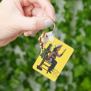 Vintage Girl Cowgirl Looking Mirror She's so Vain Keychain